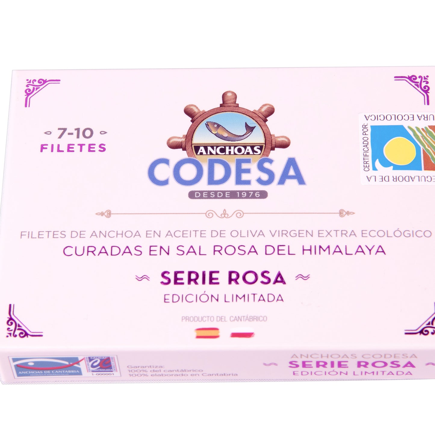 Codesa Anchovy Fillets in organic extra virgin olve oil SERIE ROSA Himalaya Salt