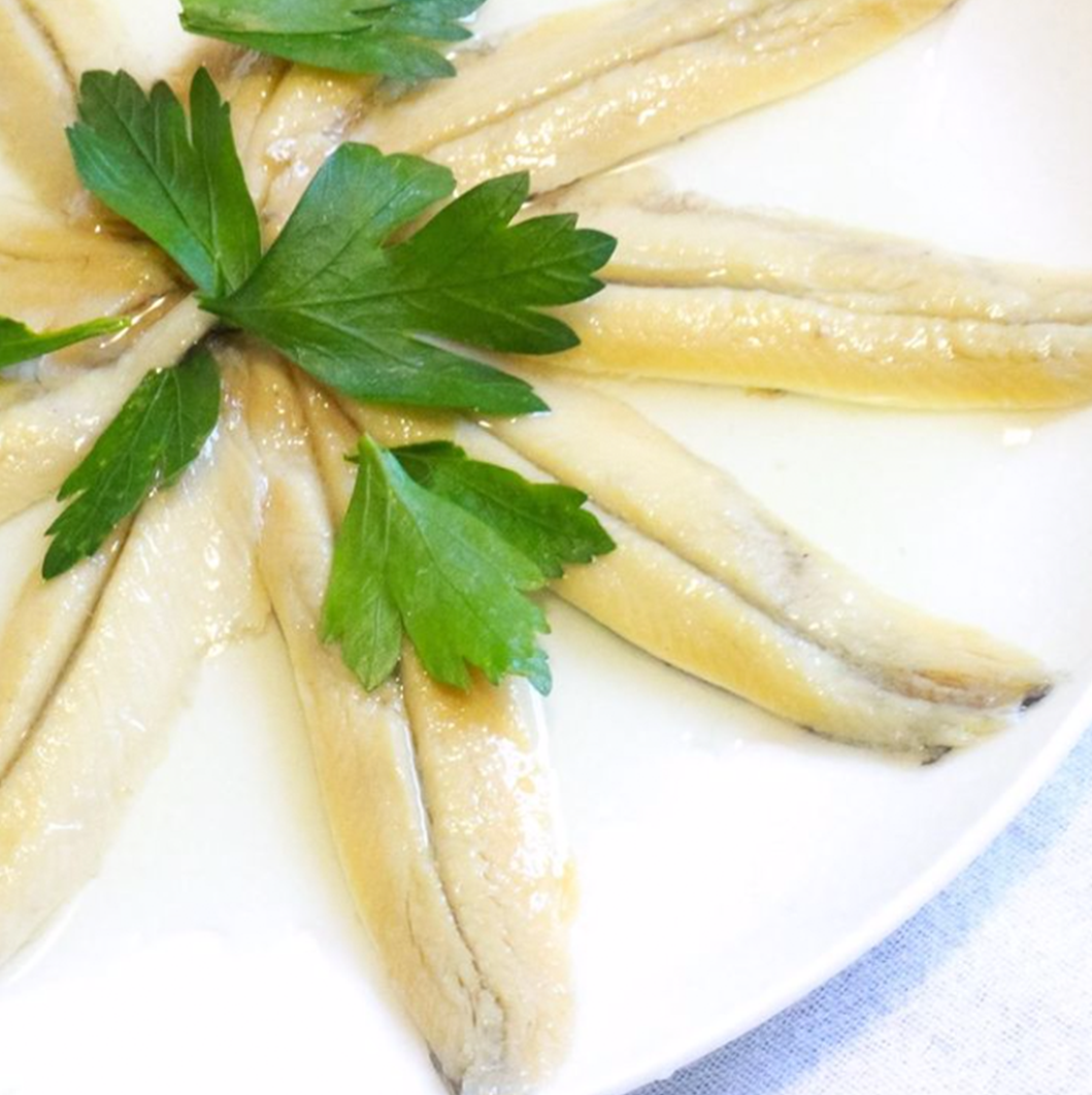 Filets d'anchois blancs Herpac à l'huile et au vinaigre 130 g