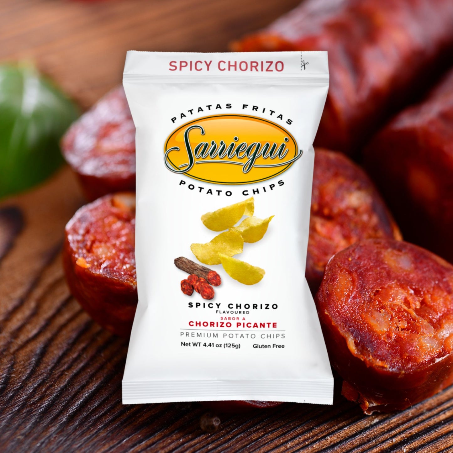 Sarriegui Spicy Chorizo flavoured potato chips 125 g