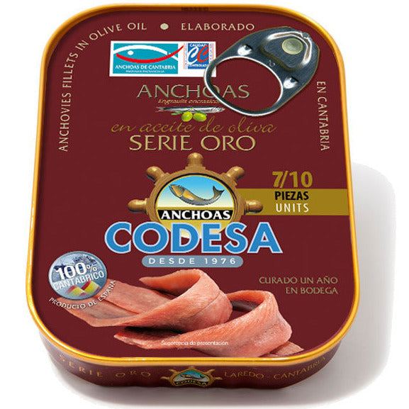Codesa Cantabrian Anchovy fillets in olive oil 55 g tin (7-10 fillets) - SERIE ORO