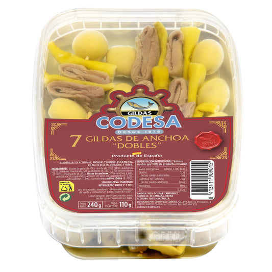 Codesa Gilda (anchovy skewer with olive and chilli pepper) in olive oil 240 g tray