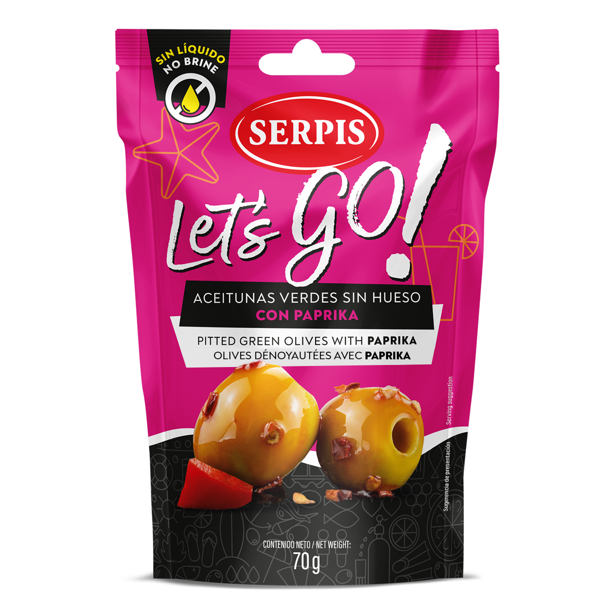 Serpis Lets Go Olive with Paprika Pitted 70 g