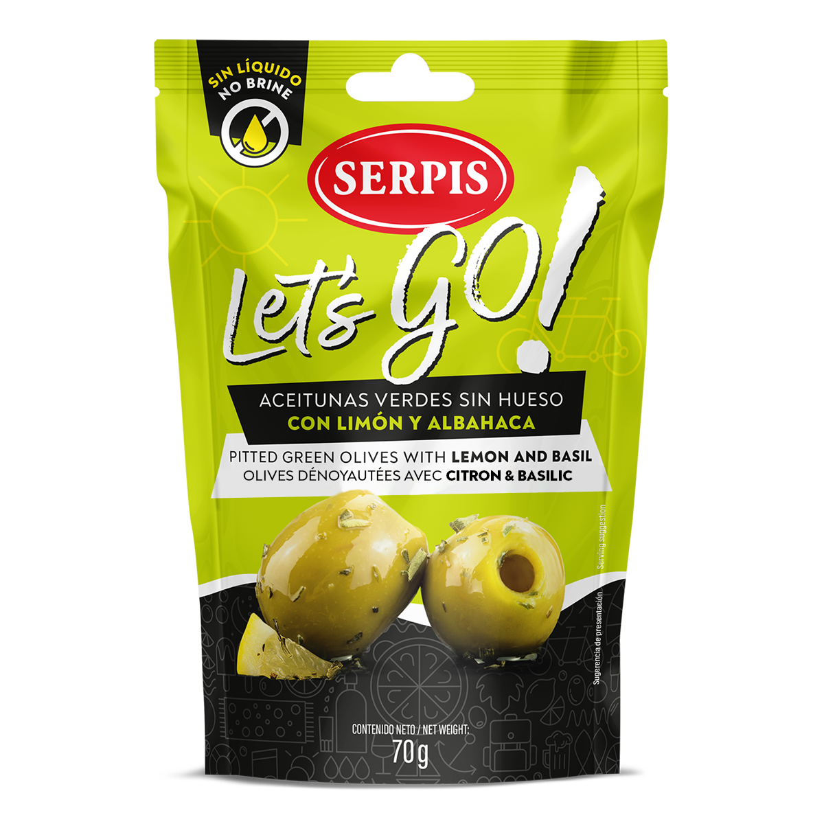 Serpis Lets Go Olives with Lemon & Basil pitted 70 g