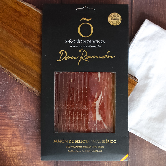 Olivenza Iberian Acorn-Fed Ham Handcarved, 100% Iberian PATA NEGRA 100 g