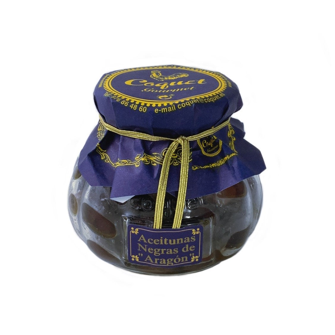 Coquet Gourmet Black Aragon Olives 240 g glass jar