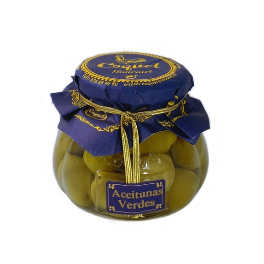 Coquet Gourmet Green Olives Anchovy Flavour 240 g glass jar