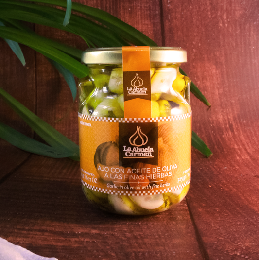 La Abuela Carmen Garlic in Olive Oil with Fine Herbs | The Spanish Store Shop Online for Conservas and Tapas Night Spanish Products