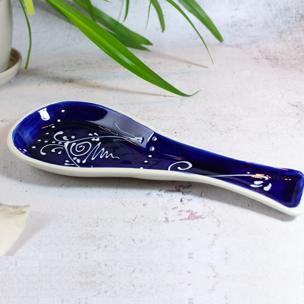 Antonio Ortiz Handmade Spanish Ceramics | Spoon Holder | Shop Online spanishstore Azul blue  pattern
