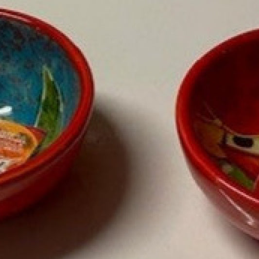 Ceramic Hand Painted Antonio Ortiz 2-Piece Bowl Set 9 cm