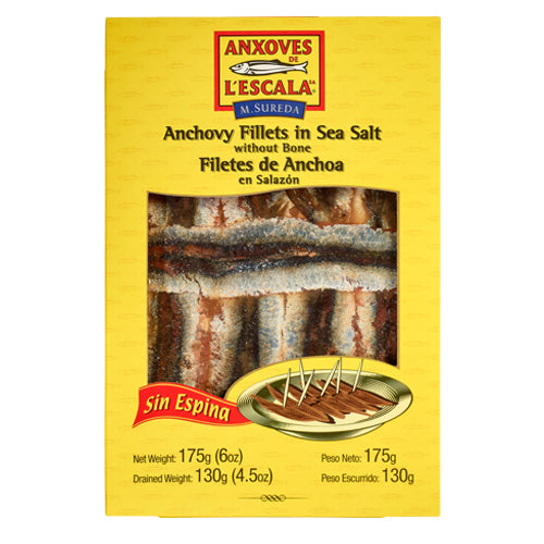 L'Escala Anchovy Fillets in Sea Salt (Salmuera) Boneless 175 g